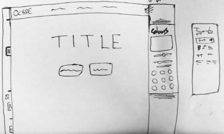 Early sketch of editor interface featuring tab handles for rows